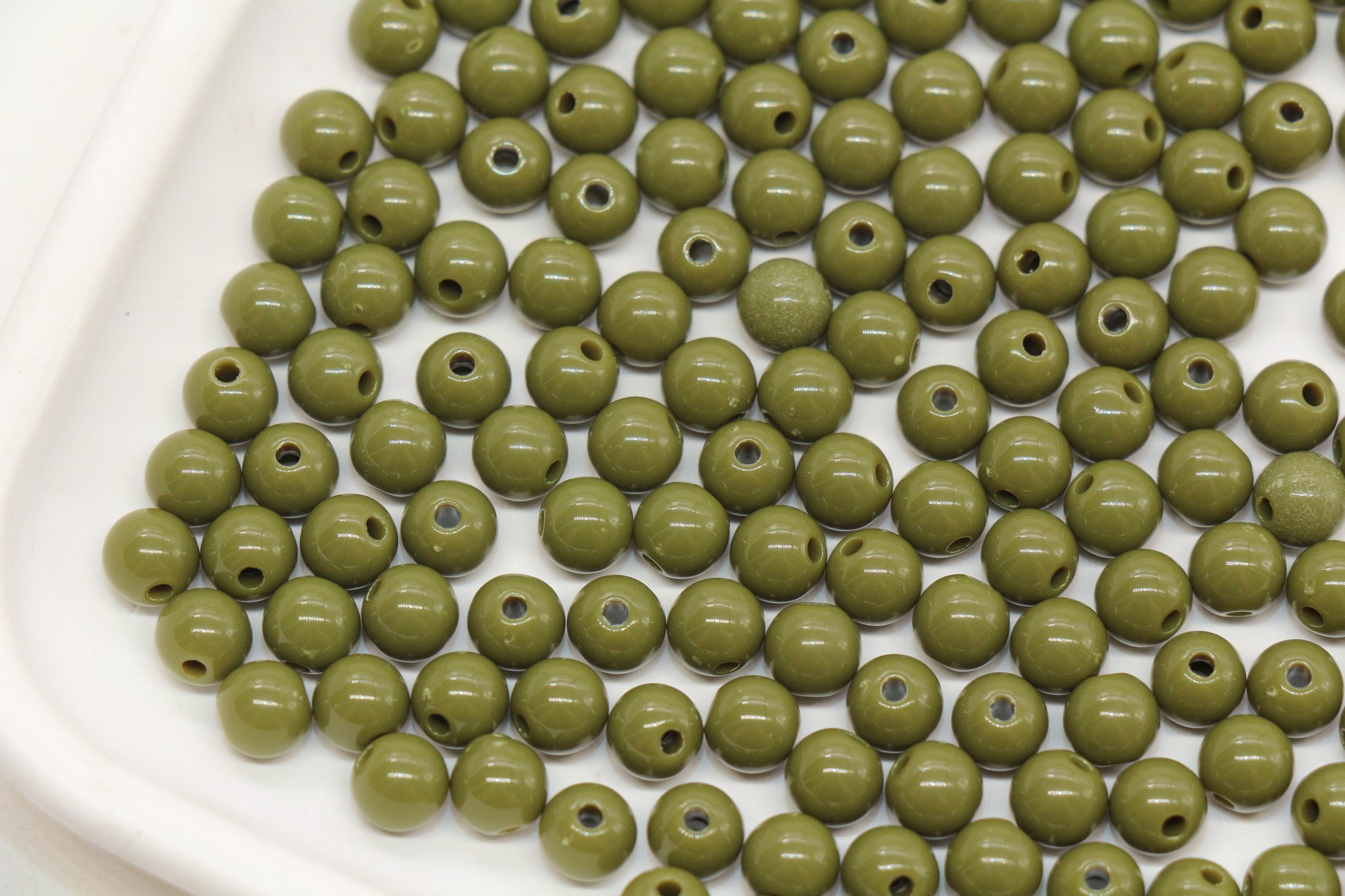 6mm Olive Green Gumball Beads #494