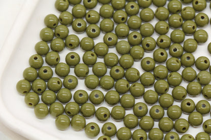 6mm Olive Green Gumball Beads #494