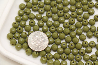 6mm Olive Green Gumball Beads #494