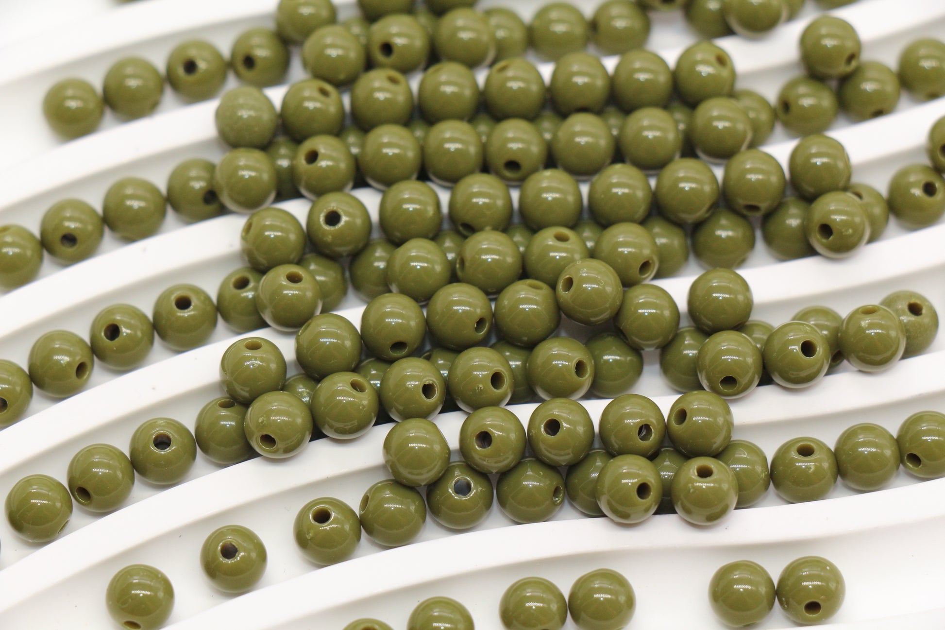 6mm Olive Green Gumball Beads #494