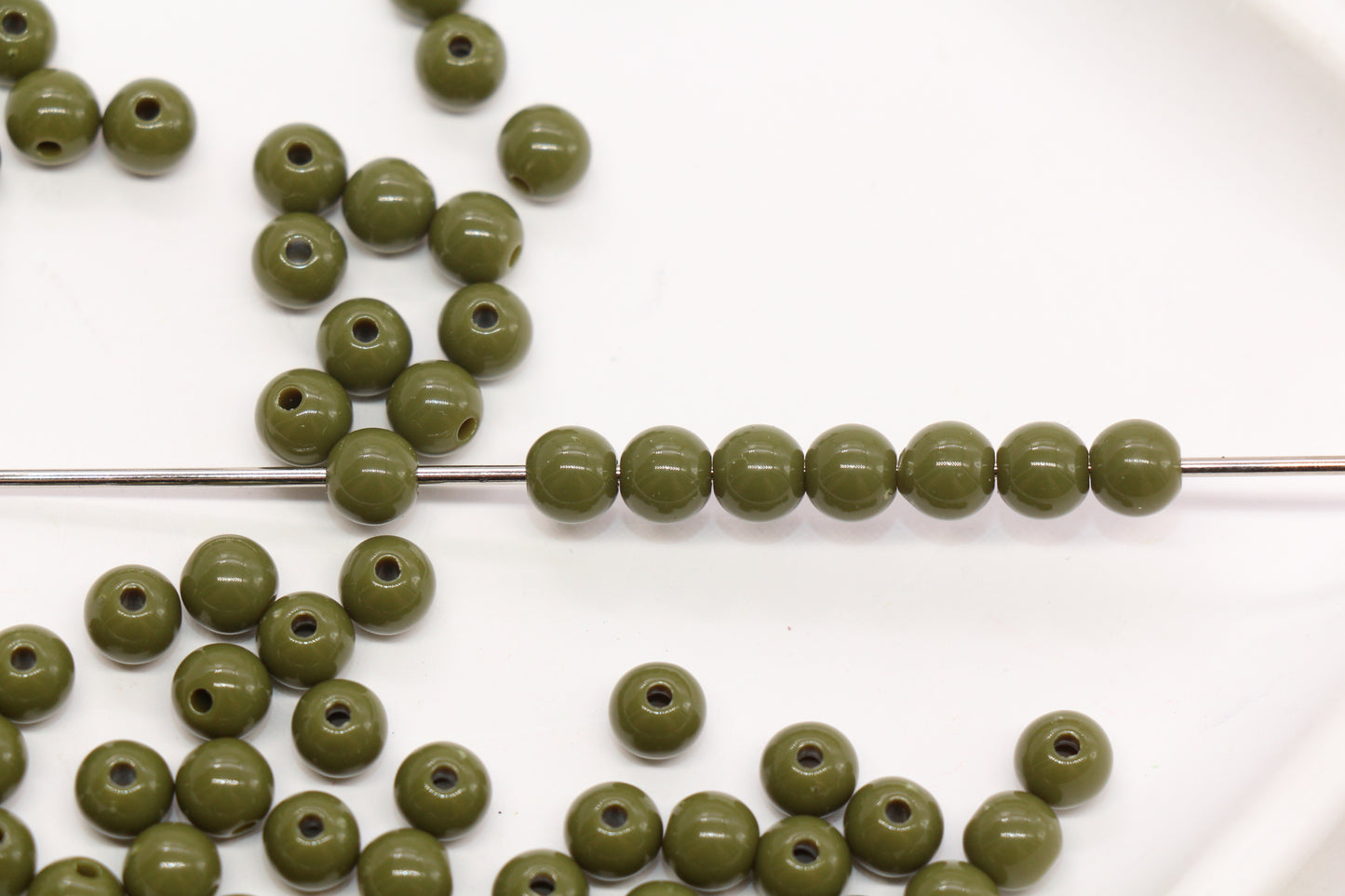 6mm Olive Green Gumball Beads #494