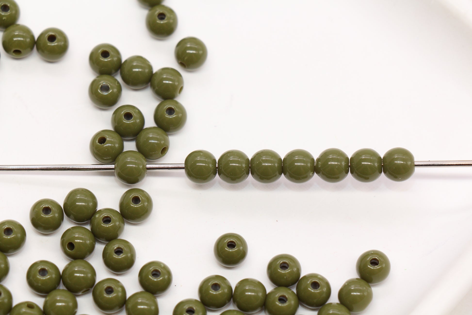 6mm Olive Green Gumball Beads #494