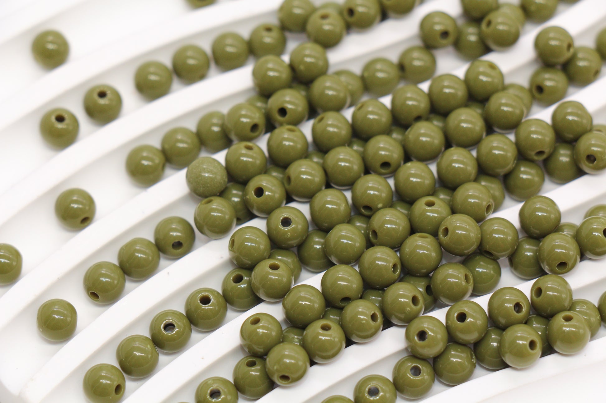 6mm Olive Green Gumball Beads #494