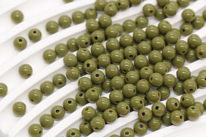 6mm Olive Green Gumball Beads #494