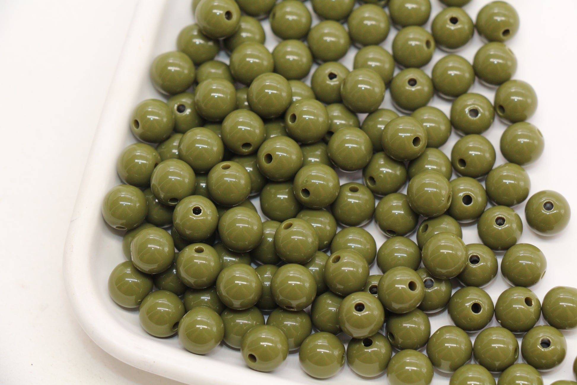 8mm Olive Green Gumball Beads #493