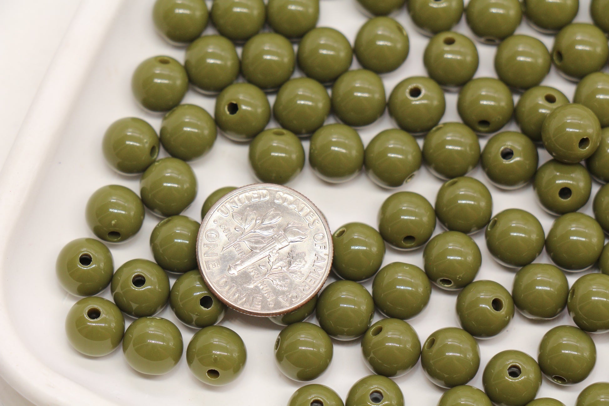 8mm Olive Green Gumball Beads #493