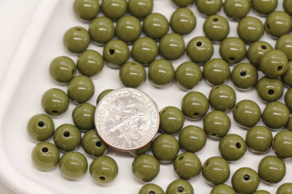8mm Olive Green Gumball Beads #493