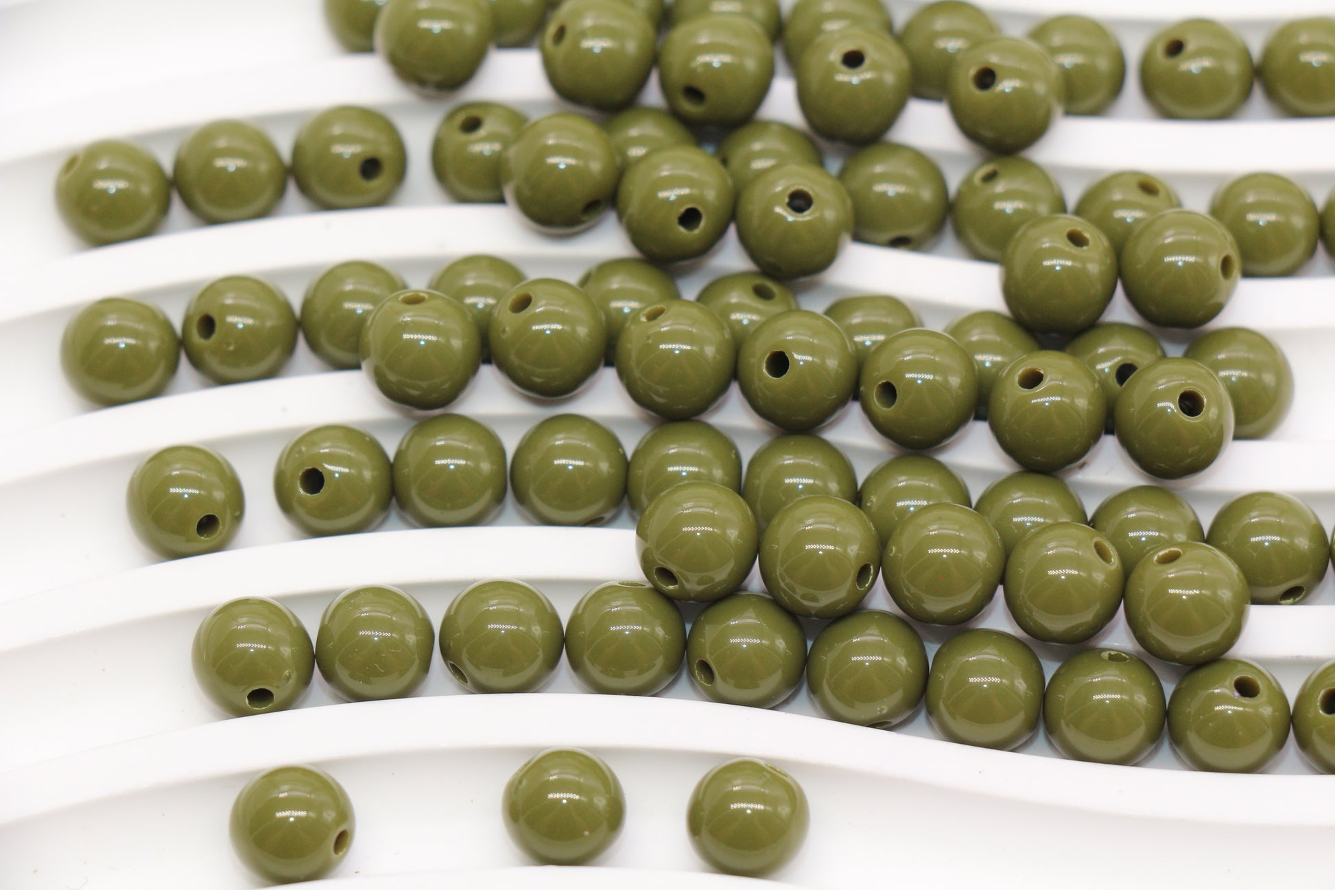 8mm Olive Green Gumball Beads #493