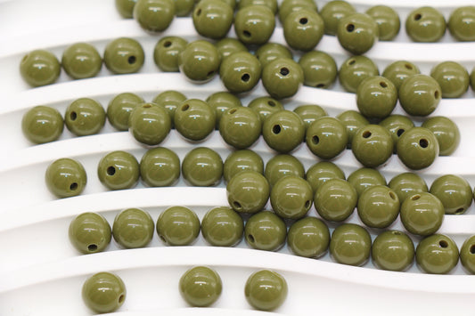 8mm Olive Green Gumball Beads #493