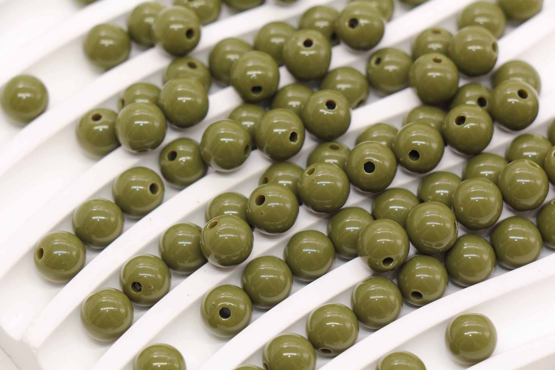 8mm Olive Green Gumball Beads #493