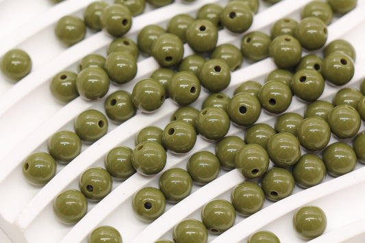 8mm Olive Green Gumball Beads #493