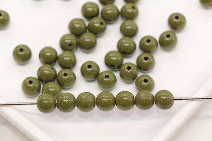 8mm Olive Green Gumball Beads #493