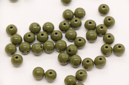 8mm Olive Green Gumball Beads #493
