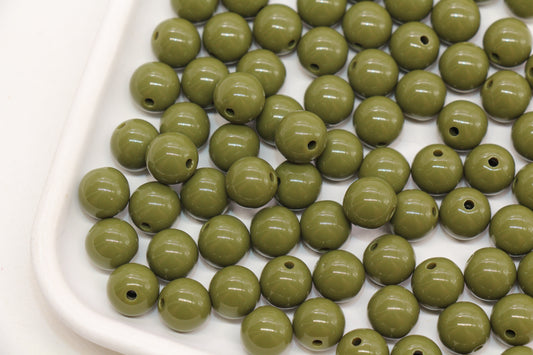 10mm Olive Green Gumball Beads #492