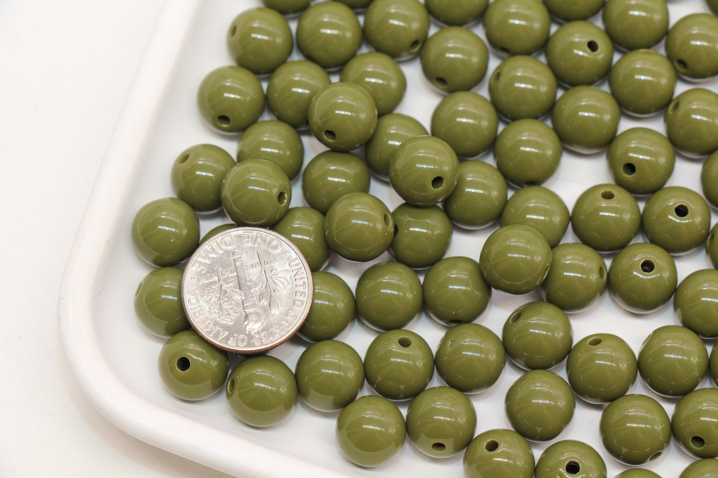 10mm Olive Green Gumball Beads #492
