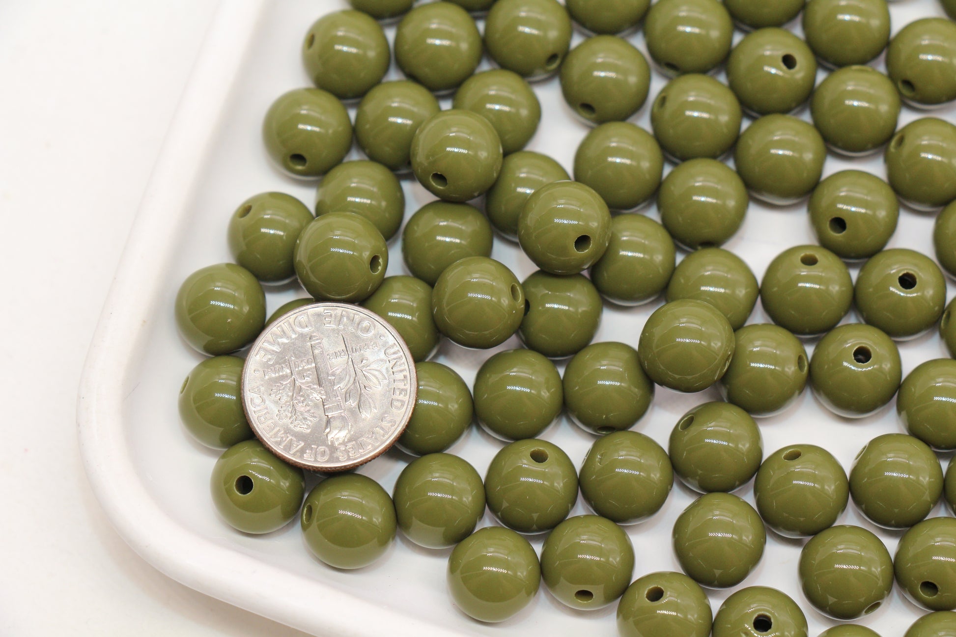 10mm Olive Green Gumball Beads #492