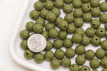 10mm Olive Green Gumball Beads #492