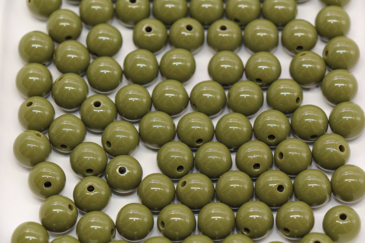 10mm Olive Green Gumball Beads #492