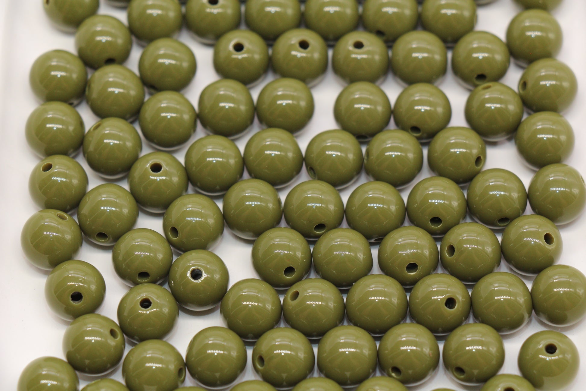 10mm Olive Green Gumball Beads #492