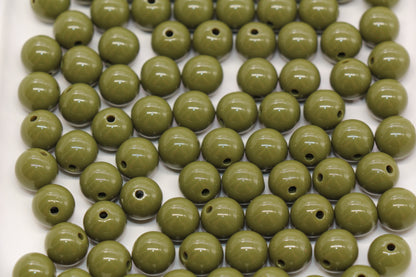 10mm Olive Green Gumball Beads #492