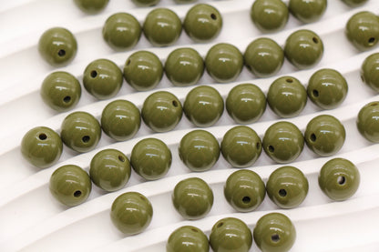 10mm Olive Green Gumball Beads #492