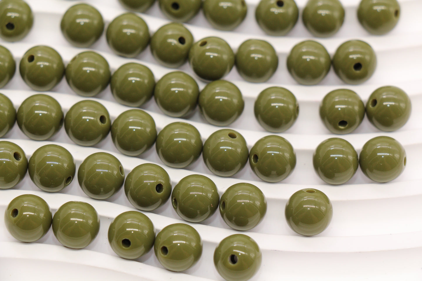 10mm Olive Green Gumball Beads #492