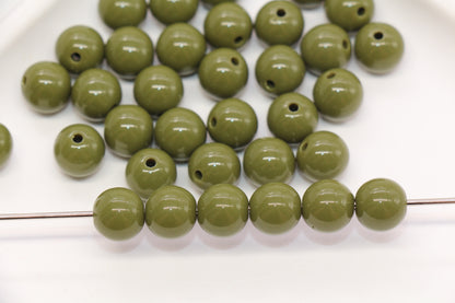 10mm Olive Green Gumball Beads #492