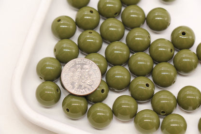 12mm Olive Green Gumball Beads #491