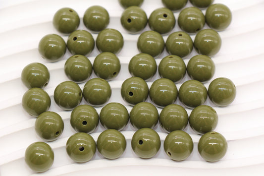 12mm Olive Green Gumball Beads #491