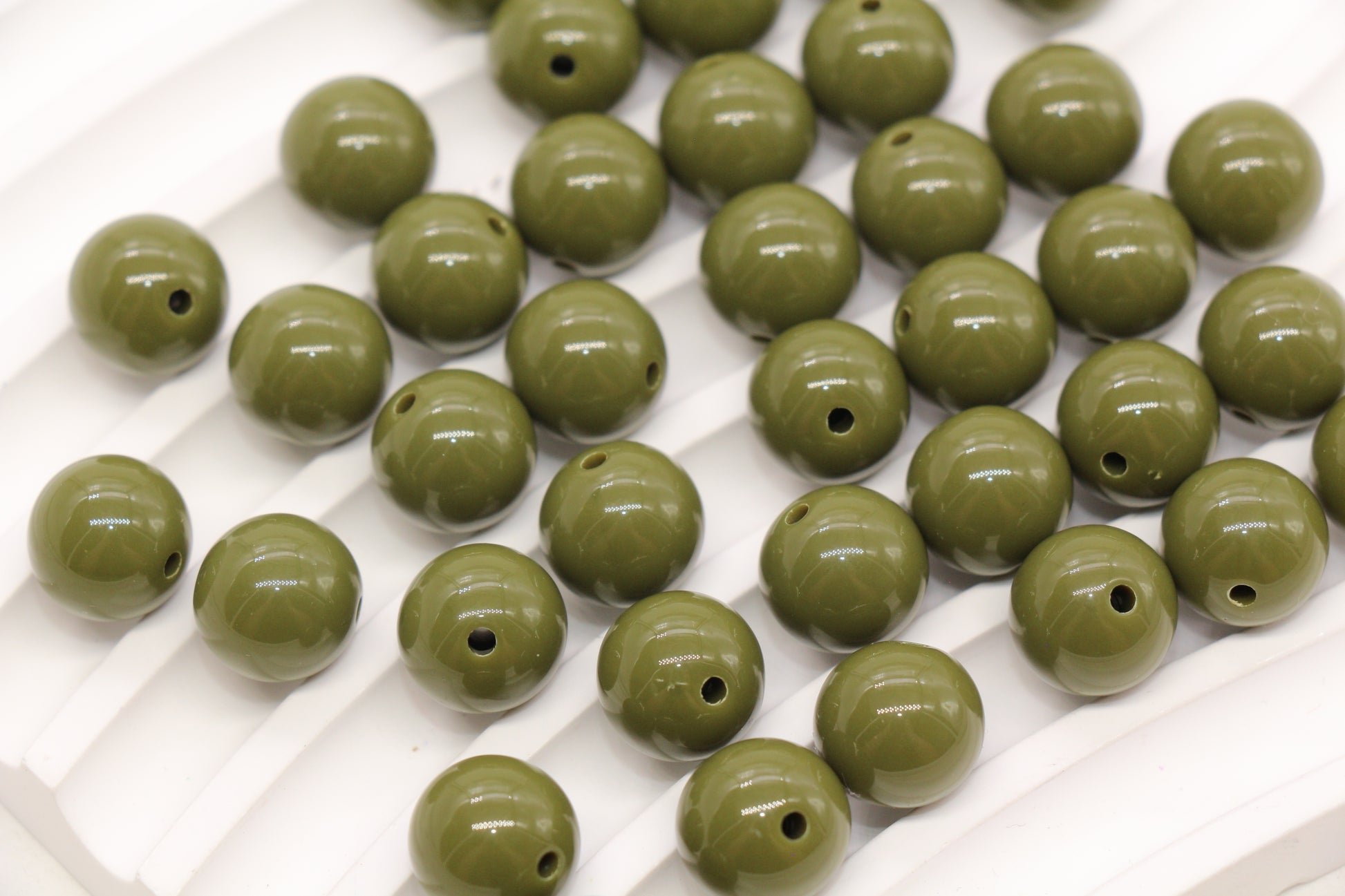 12mm Olive Green Gumball Beads #491