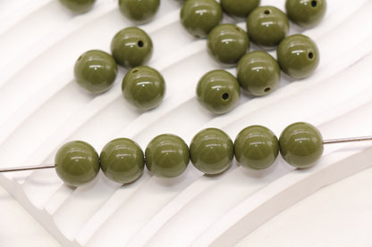 12mm Olive Green Gumball Beads #491