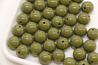 14mm Olive Green Gumball Beads #488