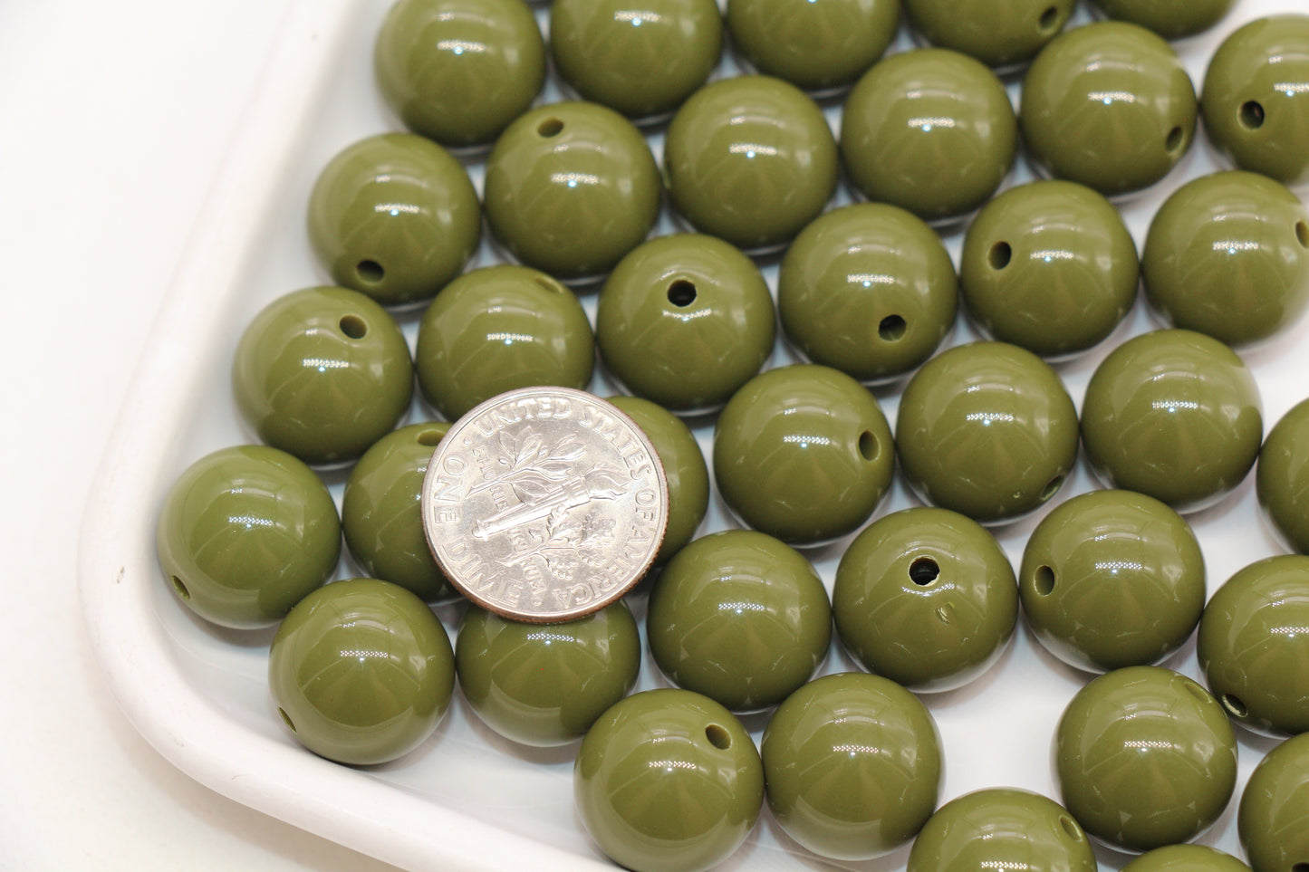 14mm Olive Green Gumball Beads #488
