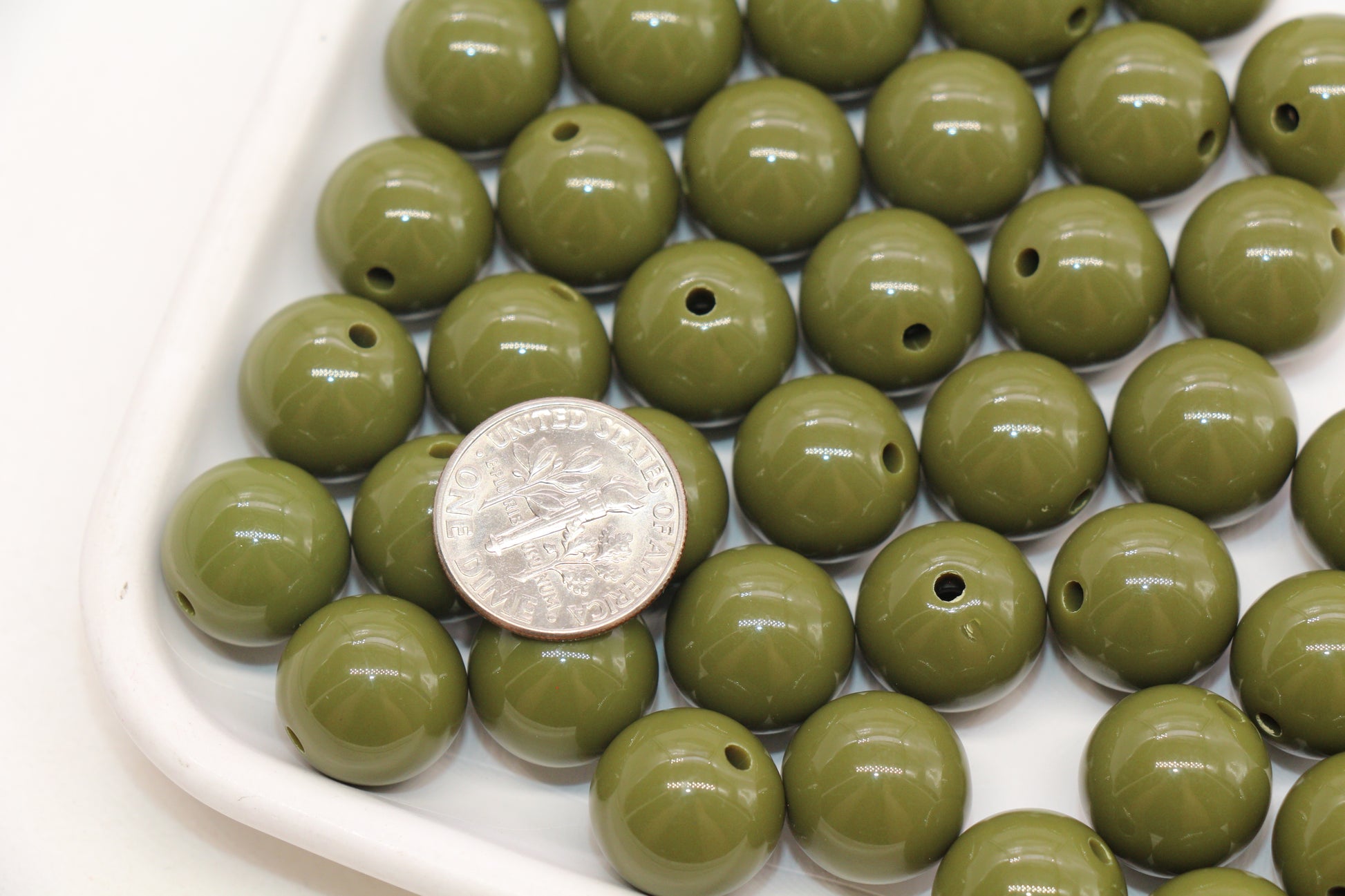 14mm Olive Green Gumball Beads #488