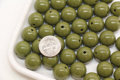 14mm Olive Green Gumball Beads #488