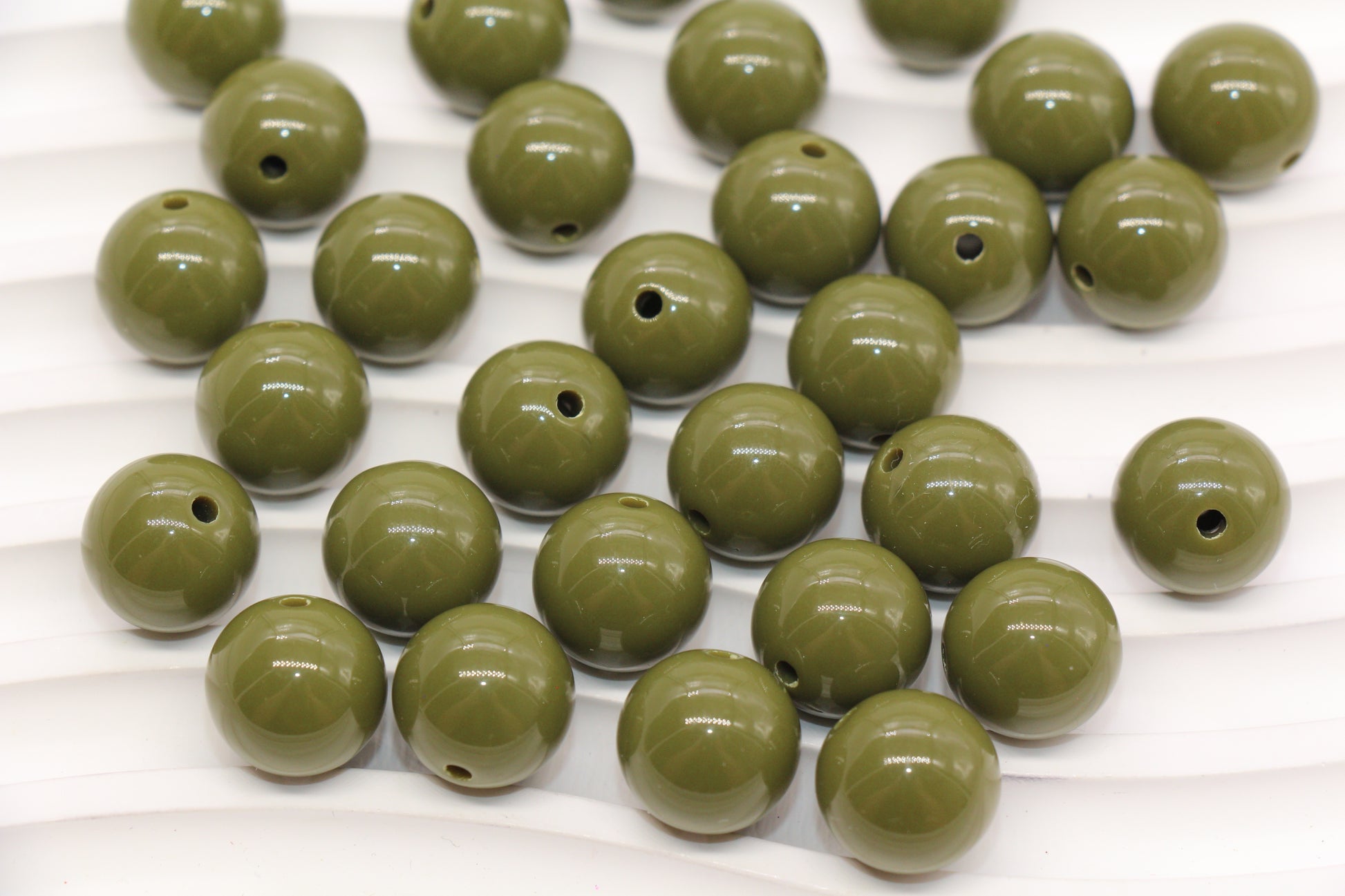 14mm Olive Green Gumball Beads #488