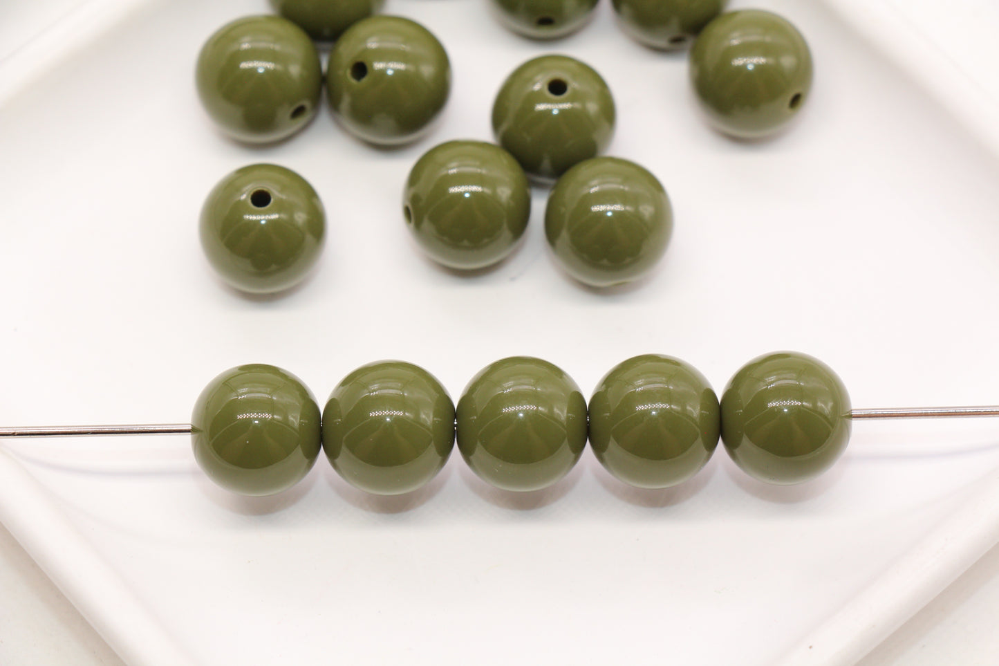 14mm Olive Green Gumball Beads #488