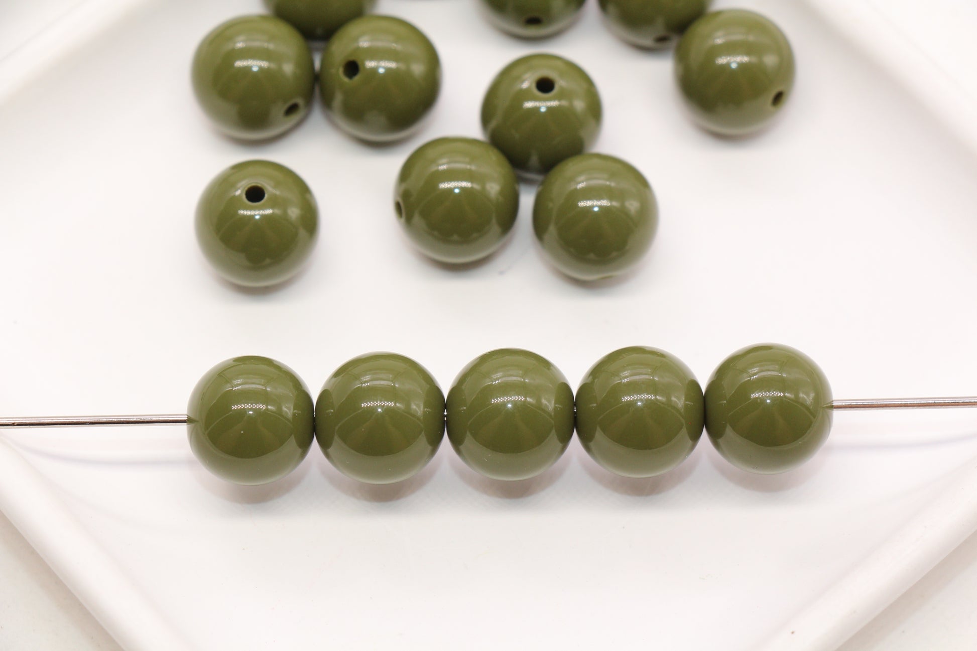 14mm Olive Green Gumball Beads #488