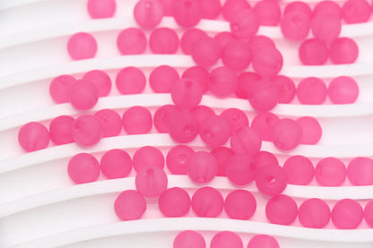 8mm Matte Pink Acrylic Round Beads