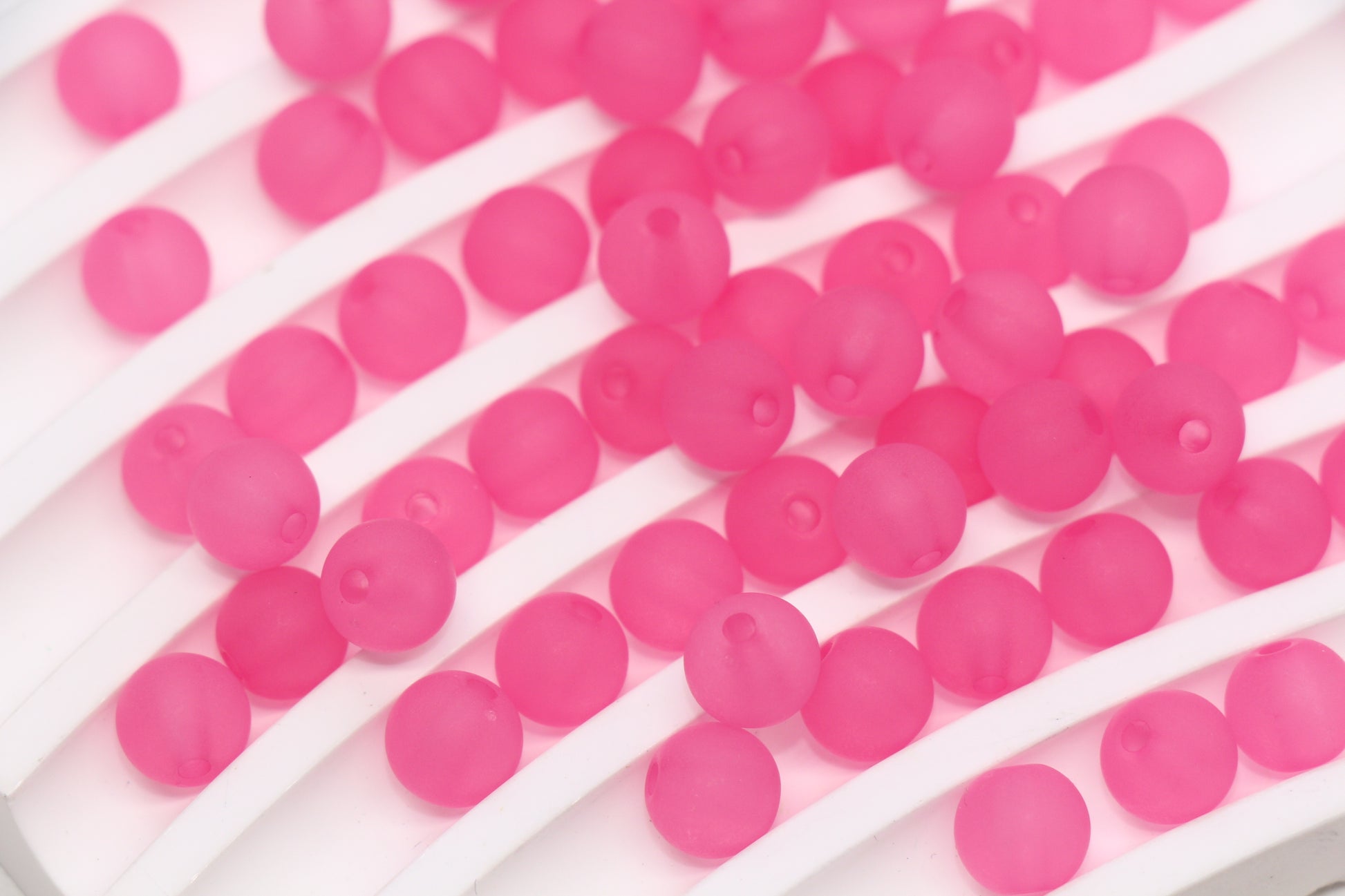 8mm Matte Pink Acrylic Round Beads