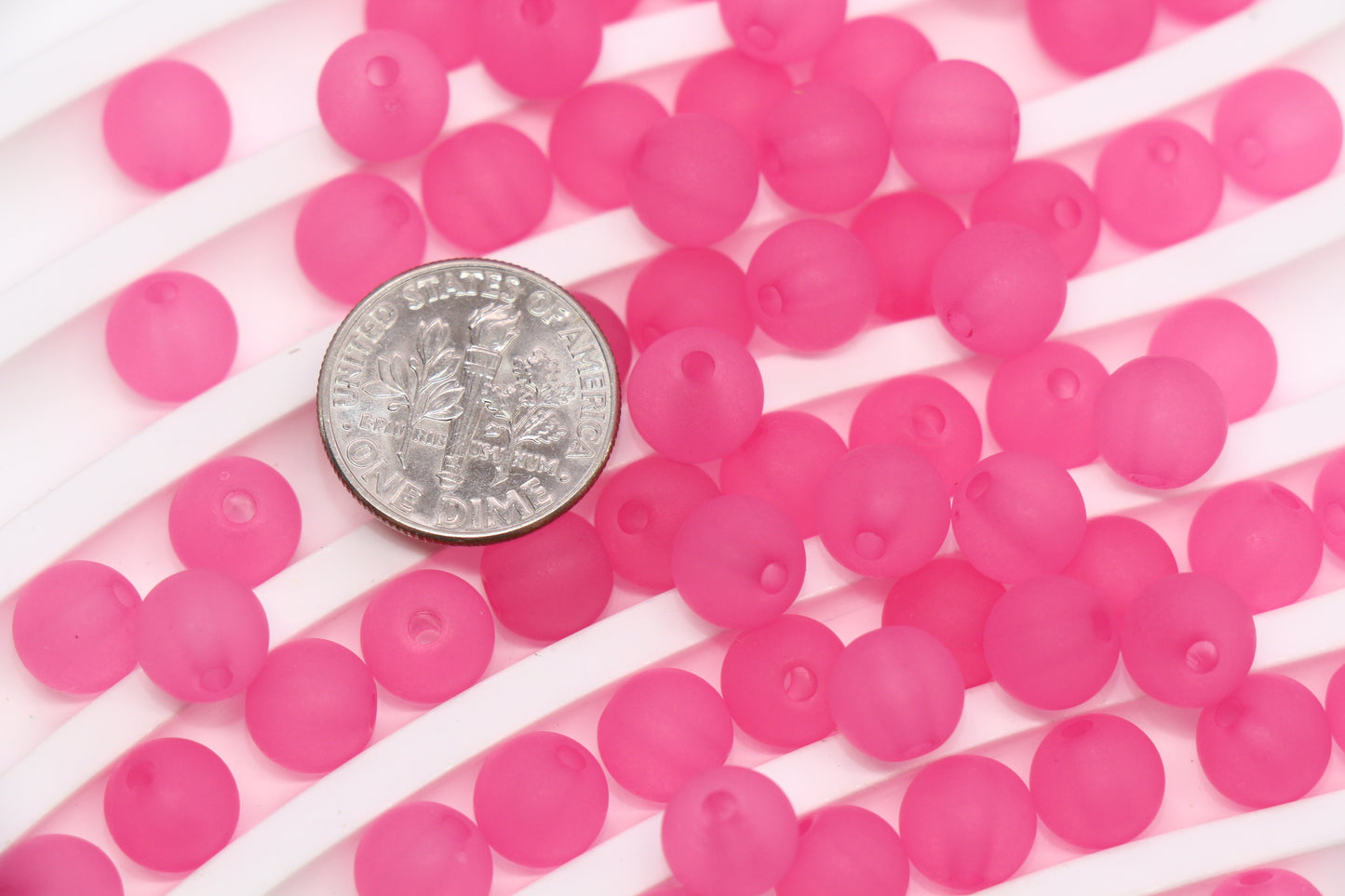 8mm Matte Pink Acrylic Round Beads