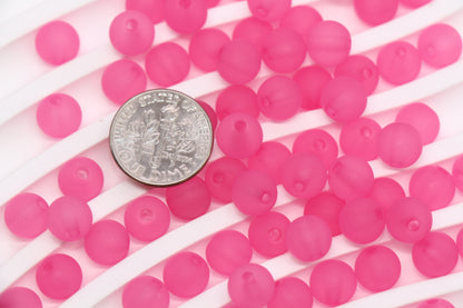 8mm Matte Pink Acrylic Round Beads