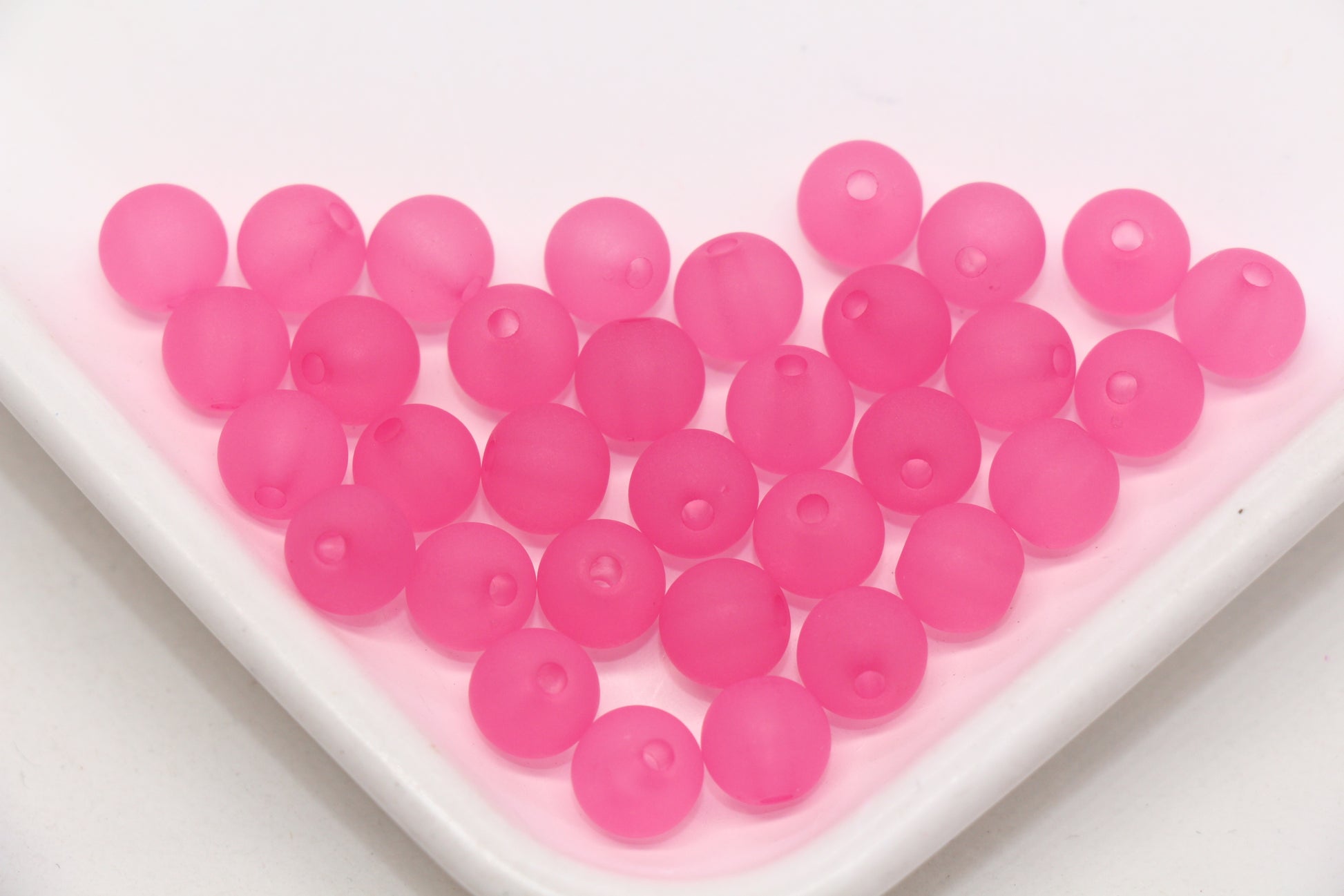 8mm Matte Pink Acrylic Round Beads