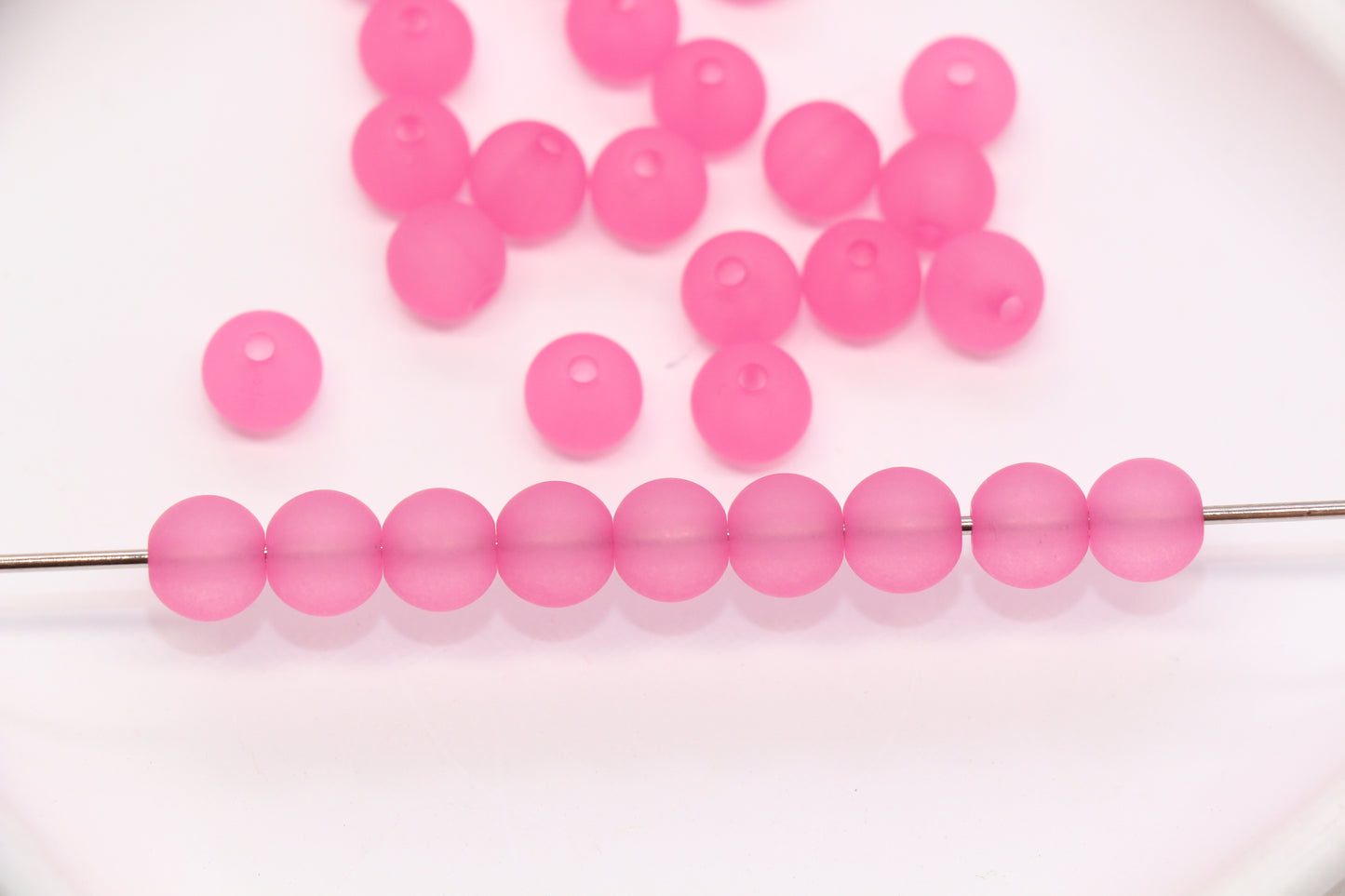 8mm Matte Pink Acrylic Round Beads