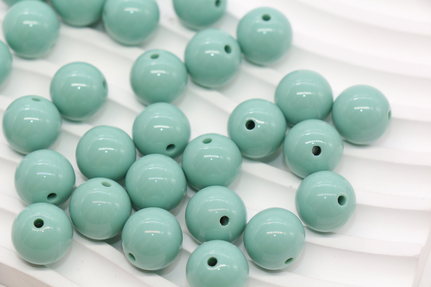 14mm Dusty Green Acrylic Gumball Beads