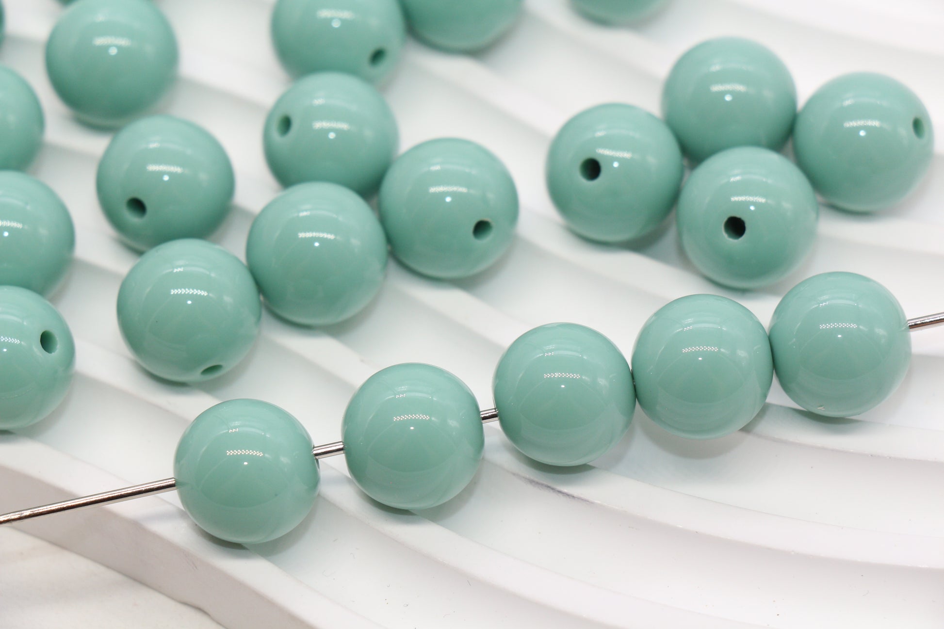 14mm Dusty Green Acrylic Gumball Beads
