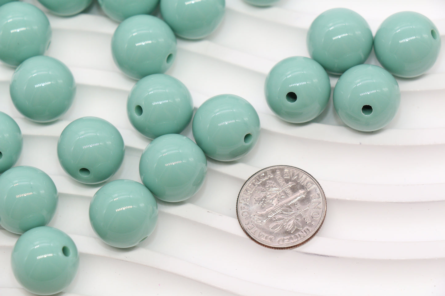 14mm Dusty Green Acrylic Gumball Beads