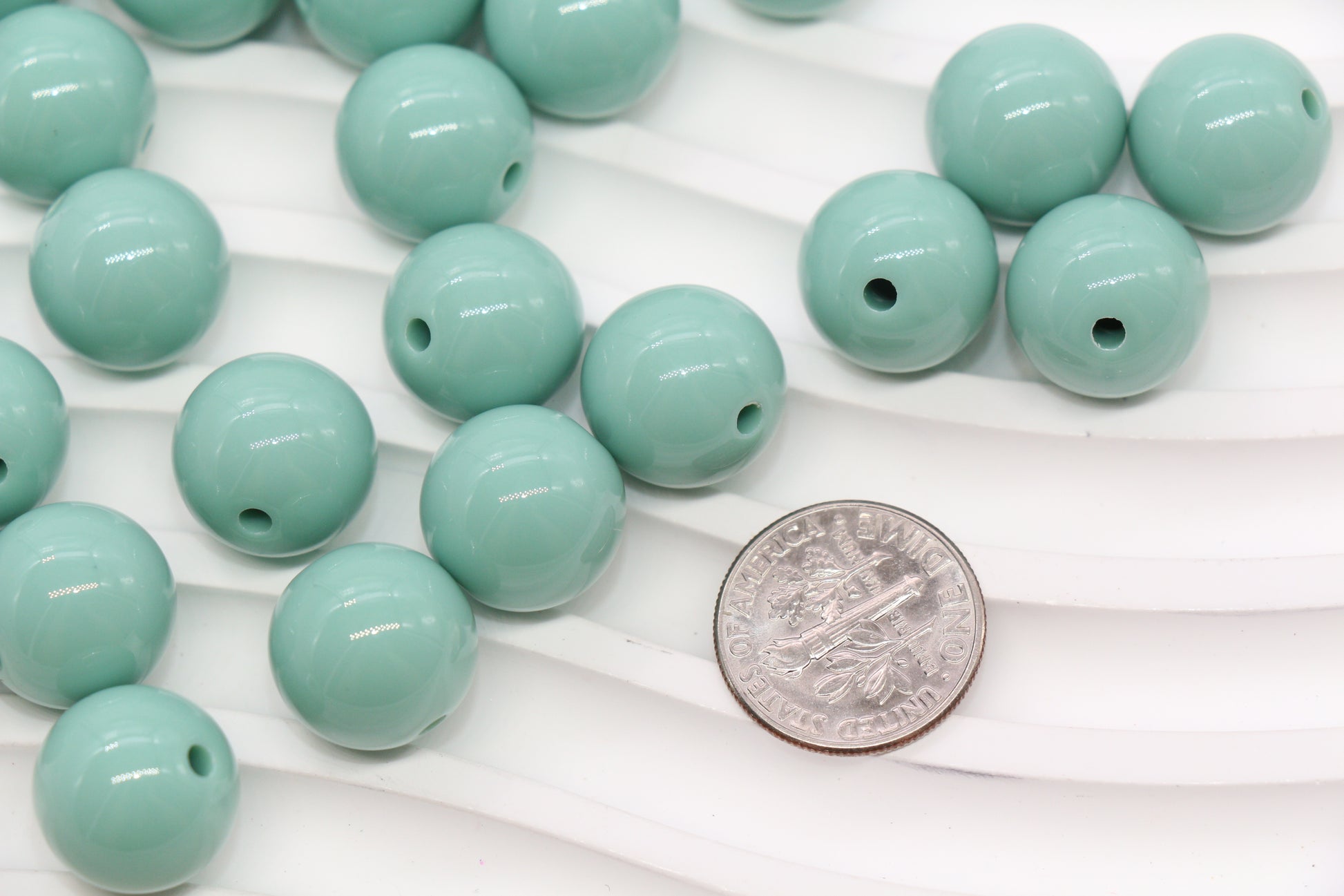 14mm Dusty Green Acrylic Gumball Beads