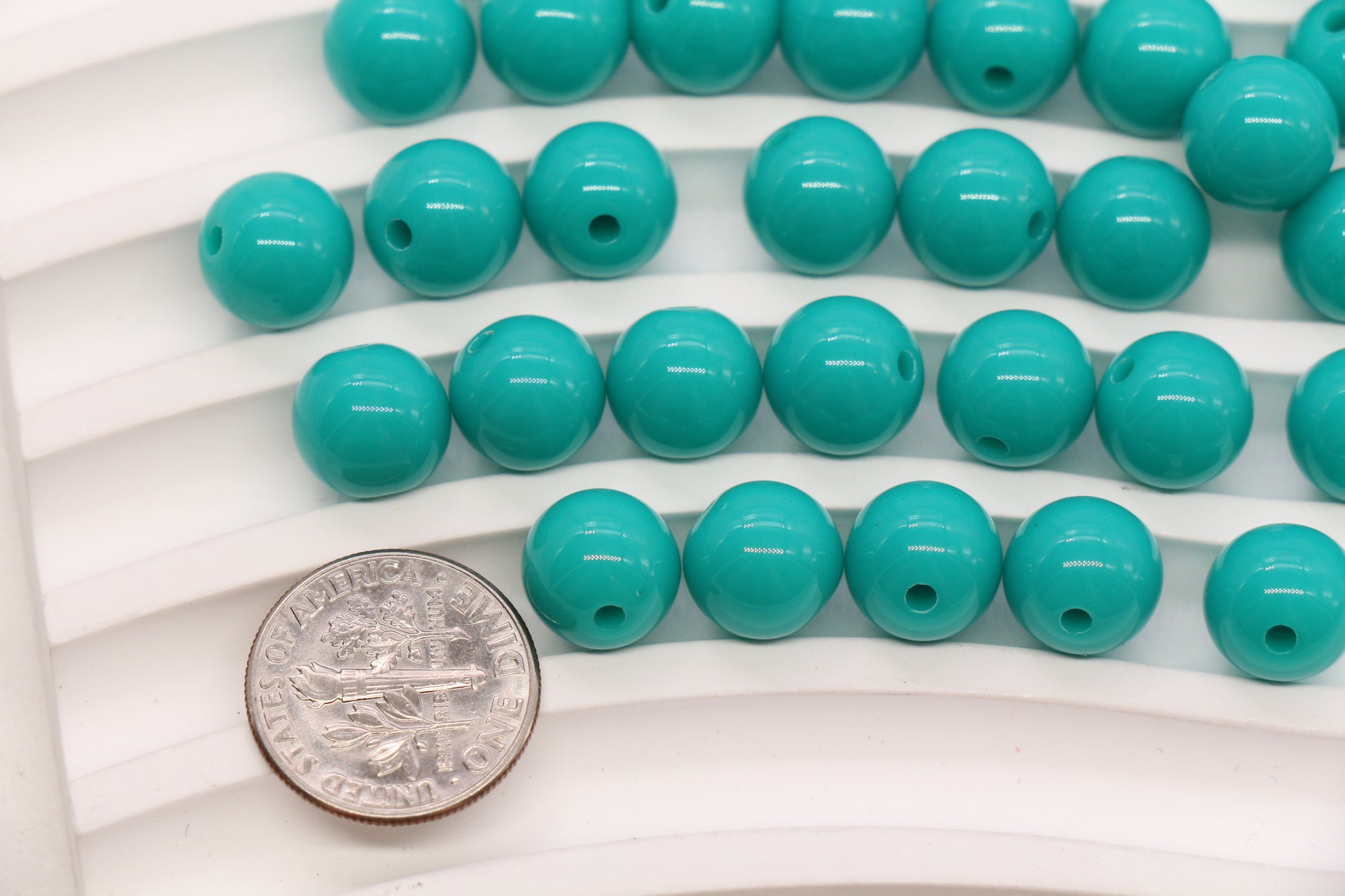 10mm Aqua Green Acrylic Gumball Beads