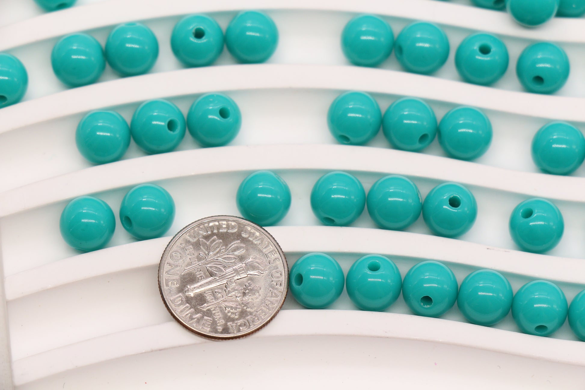 8mm Aqua Green Round Acrylic Beads  #1747